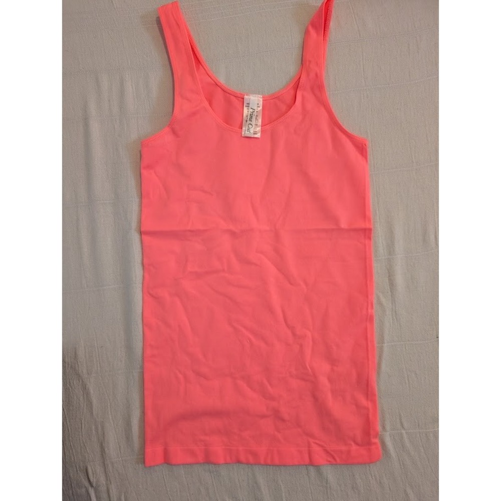 Prime‎ Cut Neon Coral Seamless Tank Top One Size Stretch Casual Layering Basic